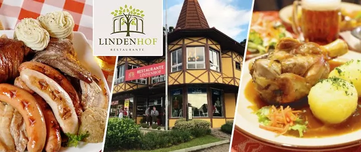 Nova Petrópolis: Buffet de Culinária Alemã no Restaurante Lindenhof. Imagem da Fachada do Restaurant