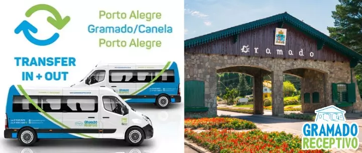 Imagens dos Transfers e pórtico de Gramado.