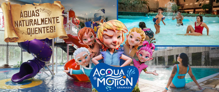 Acquamotion Gramado. Desconto. Oferta. Cupom. Imagem da piscina natualmente aquecida.
