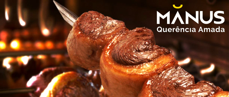 Carne no espeto Churrascaria Mănus Querência Amada.
