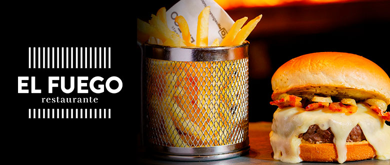 Imagem do combo: hambúrguer e batata frita do El Fuego Novo Hamburgo.