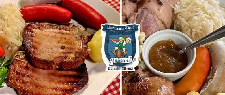 Imagens do Buffet Típico Alemão no Restaurante Siedlertal em Pomerode.