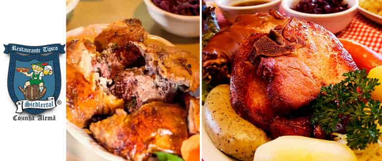 Imagens dos pratos típicos alemães à la carte no Restaurante Siedlertal em Pomerode.