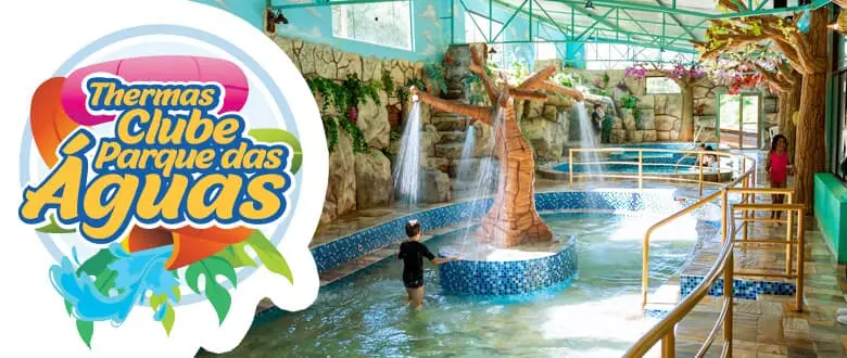 Imagens das piscinas Thermas Clube Parque das Águas Farroupilha. Cupom de Desconto.