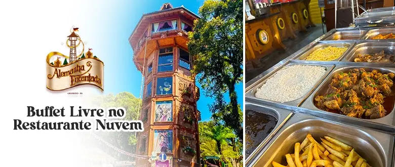 Restaurante Parque Nuvem: Buffet Livre no Alemanha Encantada. Cupom de Desconto Tchê Ofertas.