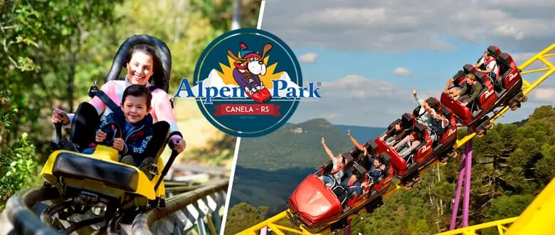 Imagens das atrações do Alpen Park em Canela.