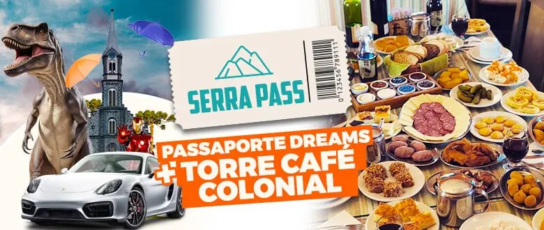 Serra Pass: Torre Café Colonial + 8 atrações em Gramado. Cupom de Desconto do Tchê Ofertas.
