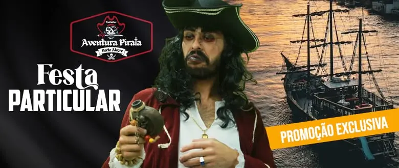 Aventura Pirata: Festa Particular no Barco Pirata - Cupom de Desconto do Tchê Ofertas.