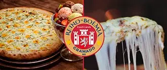 Reino da Boêmia Gramado. Imagem das pizzas. Rodízio de Pizzas com Desconto. Tchê Ofertas.