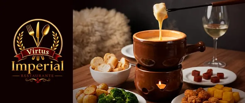 Virtus Restaurante: Sequência de Fondue em Gramado com Desconto. Fondue de Queijo.