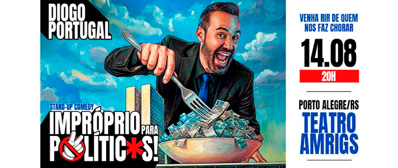 Diogo Portugal em Porto Alegre - Desconto no Ingresso - Tchê Ofertas.